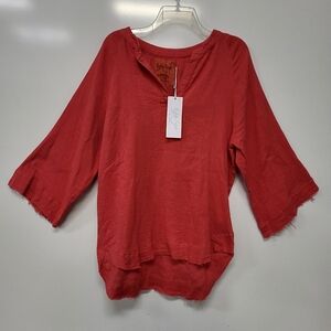 Kyla Seo Jasper Watermelon 100% Cotton Gauze Blouse, Sz Large Comfy Boho NWT